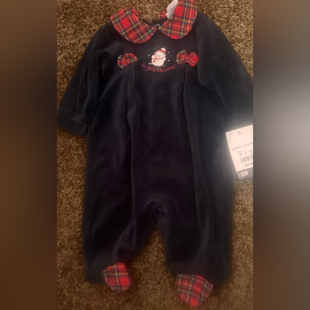 My First Christmas Baby Footie Outfit 3 Months  NWT